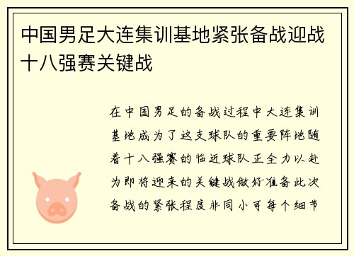 中国男足大连集训基地紧张备战迎战十八强赛关键战 中国男足大连集训基地紧张备战迎战十八强赛关键战